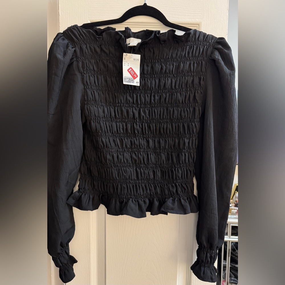 Black Smocked Women's Top